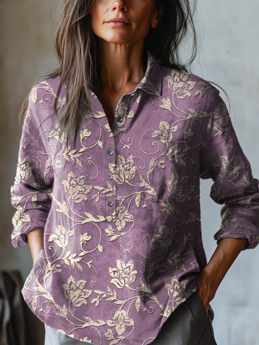 Iriselle™ | Floral Embroidered Linen Blouse