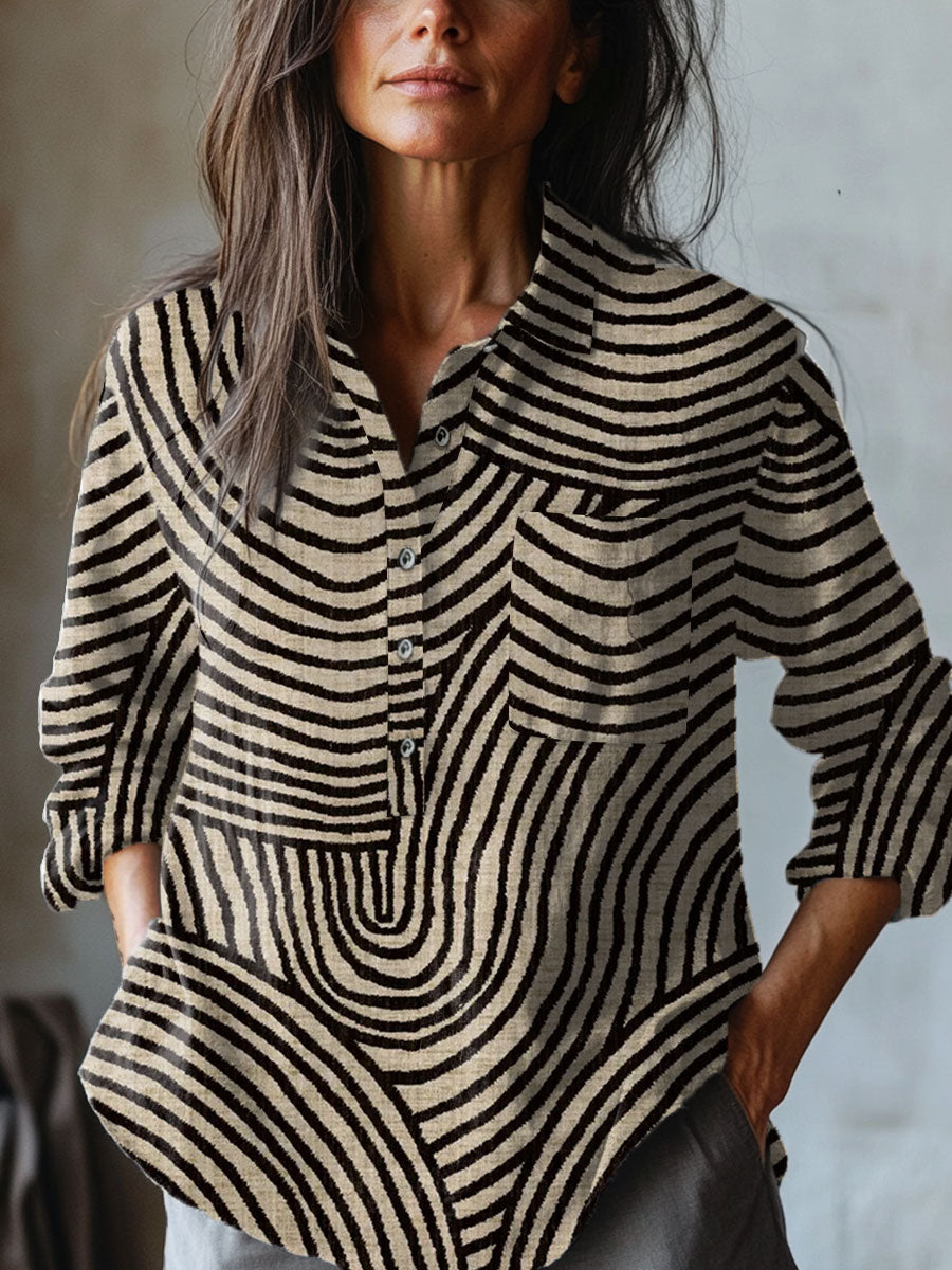 Rivora™ | Abstract Striped Statement Shirt