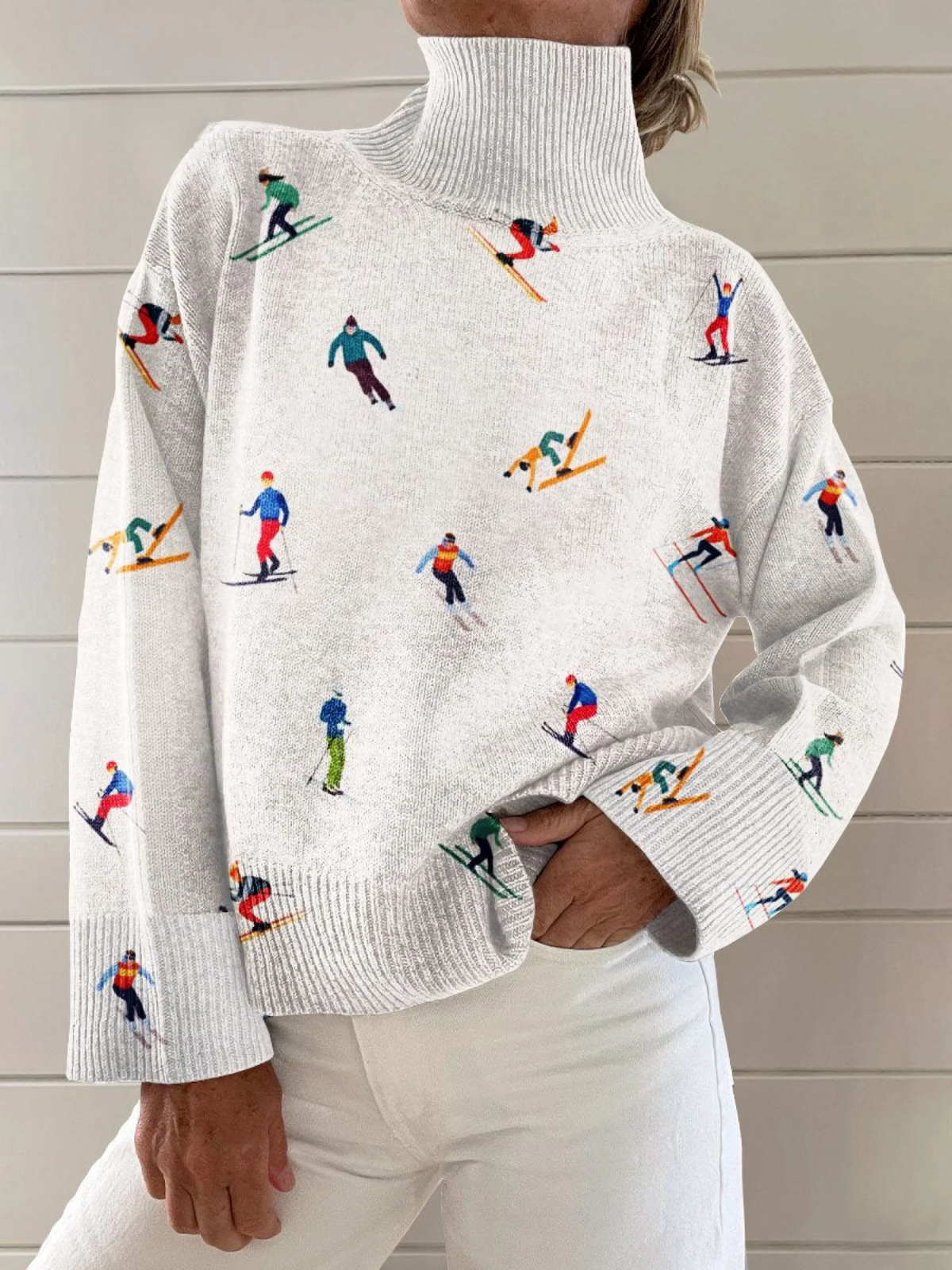 Jocelyne™ | Vintage Ski Pattern Winter Jumper