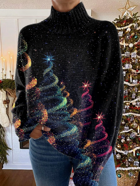 Jeanette | Glitter Christmas tree print sweater