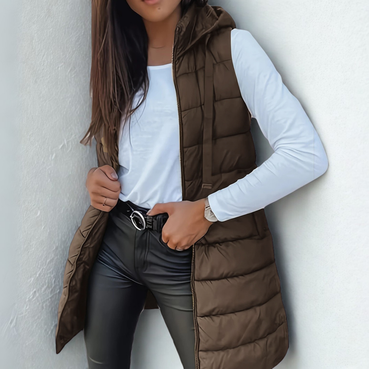 Raylaine™ | Warm & Elegant Sleeveless Hooded Puffer Vest