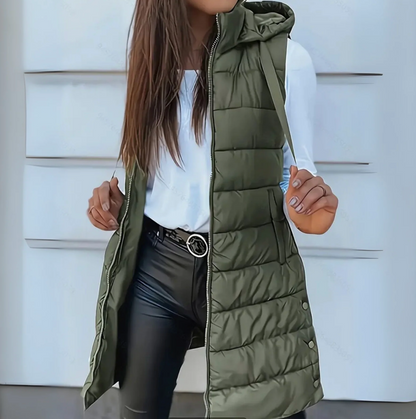 Raylaine™ | Warm & Elegant Sleeveless Hooded Puffer Vest