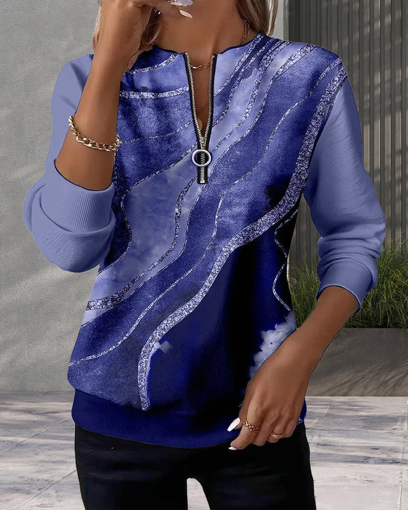 Vintoria™ | Half-Zip Sweatshirt With Vintage Print