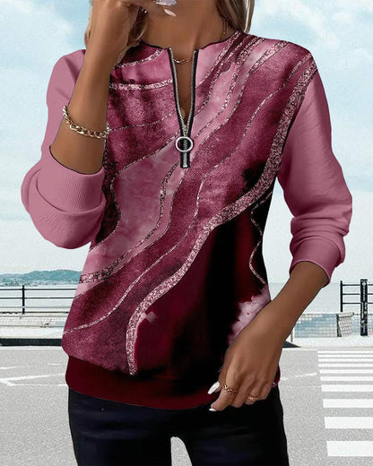 Vintoria™ | Half-Zip Sweatshirt With Vintage Print