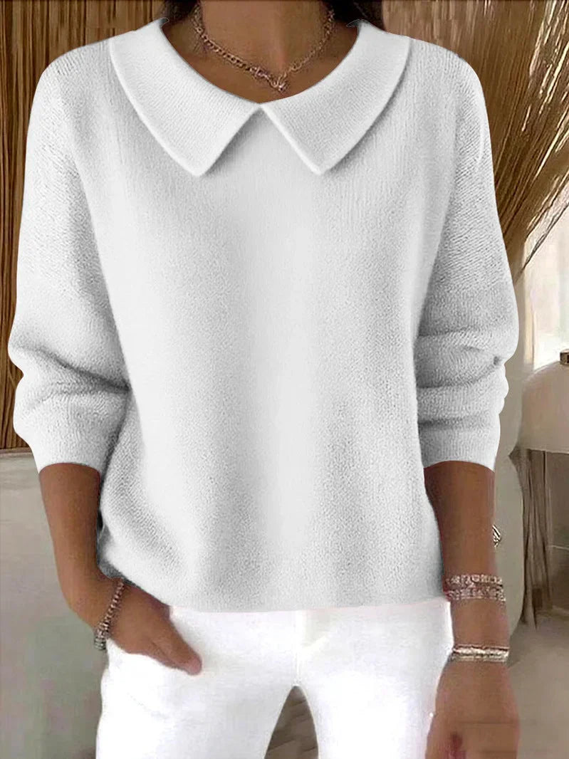 Hesperelle™ | Cotton Plain Long Sleeve Comfortable Sweater