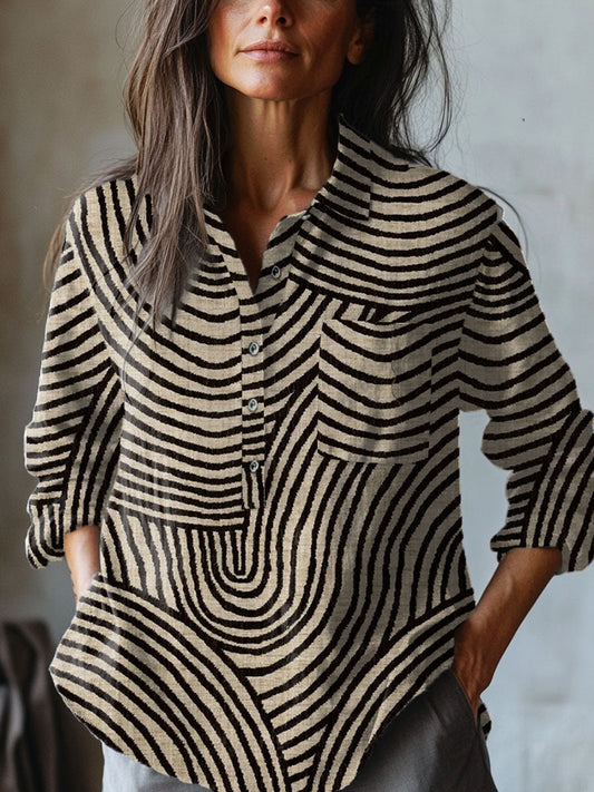 Rivora™ | Abstract Striped Statement Shirt